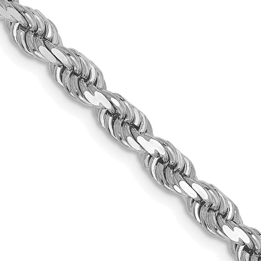 Buy Stylish 14K White Gold 30-Inch 4mm Diamond-Cut Rope Chain, Lobster Clasp