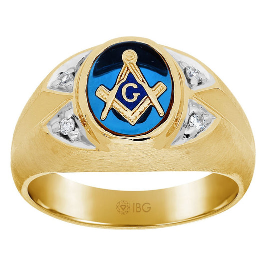 Buy Exclusive 14K Yellow Gold Master Mason Ring with Sapphire & 0.08ct Diamonds