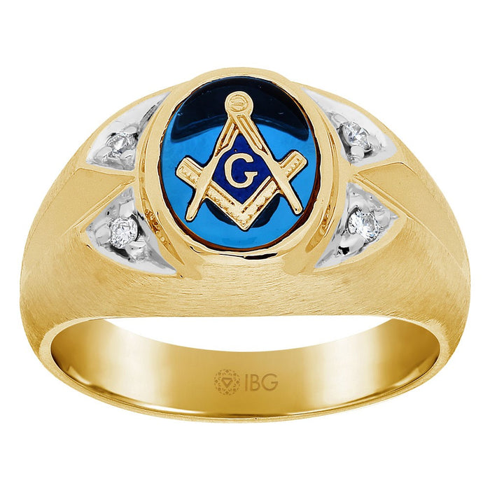 Buy Exclusive 14K Yellow Gold Master Mason Ring with Sapphire & 0.08ct Diamonds-1