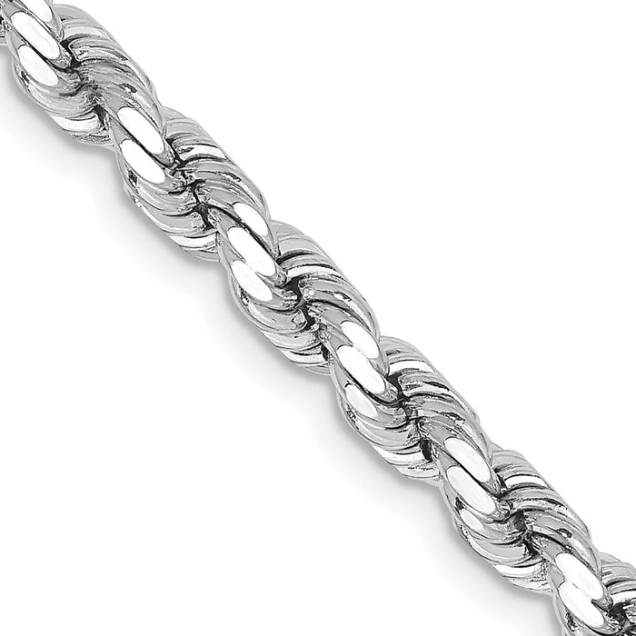 Shop 14K White Gold 22-Inch Diamond-Cut Rope Chain, 4.25mm - Stylish Value!-1