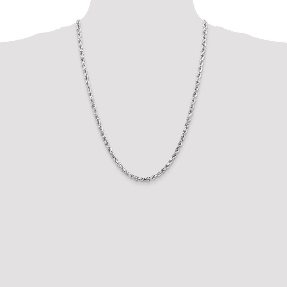 Buy Stylish 14K White Gold 24-Inch 4.5mm Diamond-Cut Rope Chain - Luxury Look