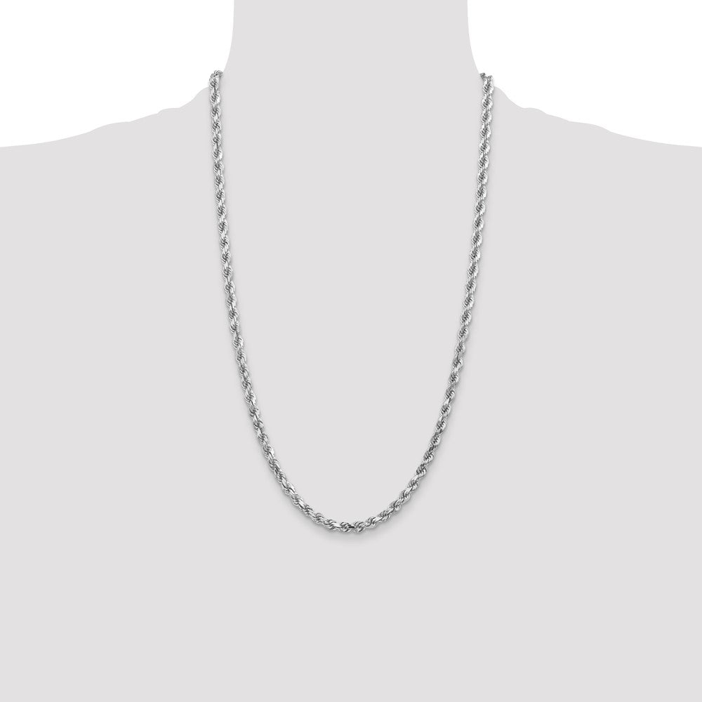 Shop 14K White Gold 26-Inch Diamond-Cut Rope Chain - 4.5mm Luxury Style