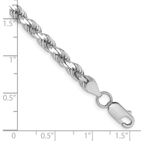 14K White Gold Diamond-Cut Rope Chain - 4.5mm Links