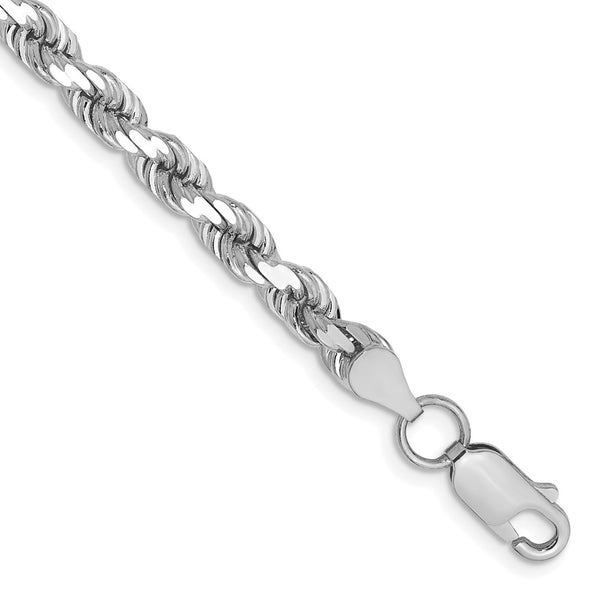 14K White Gold Diamond-Cut Rope Chain - 4.5mm Links