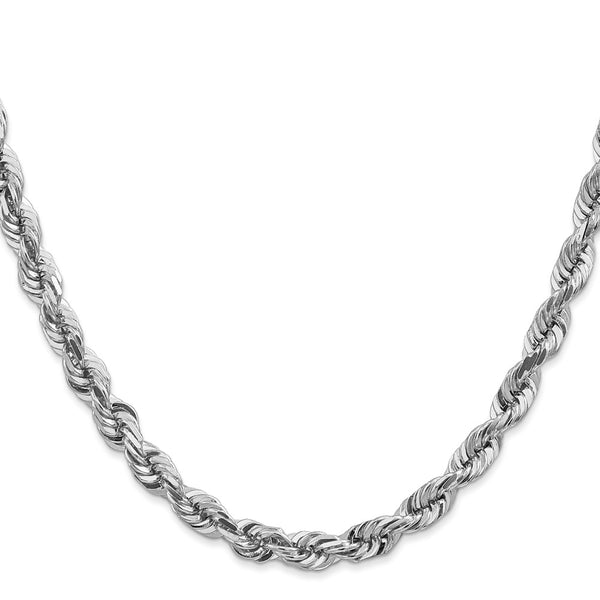 14K White Gold 20-Inch Rope Chain - Diamond-Cut Links