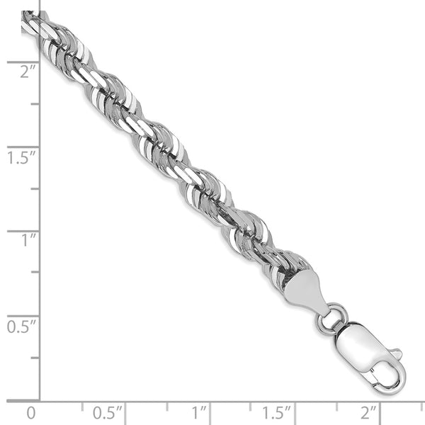 14K White Gold 8-Inch Diamond-Cut Rope Chain - 5.5mm Links