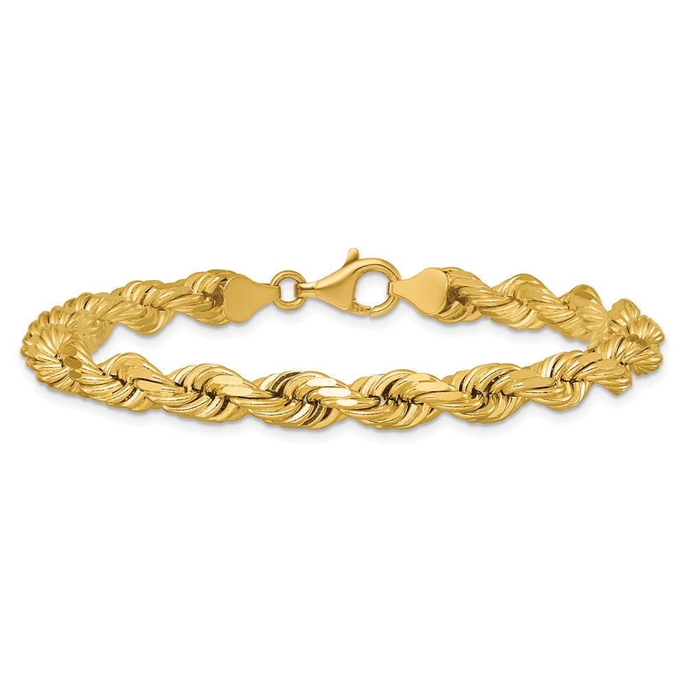 Buy 14K Gold 9-Inch Diamond-Cut Rope Chain, 6.5mm - Stylish & Affordable!