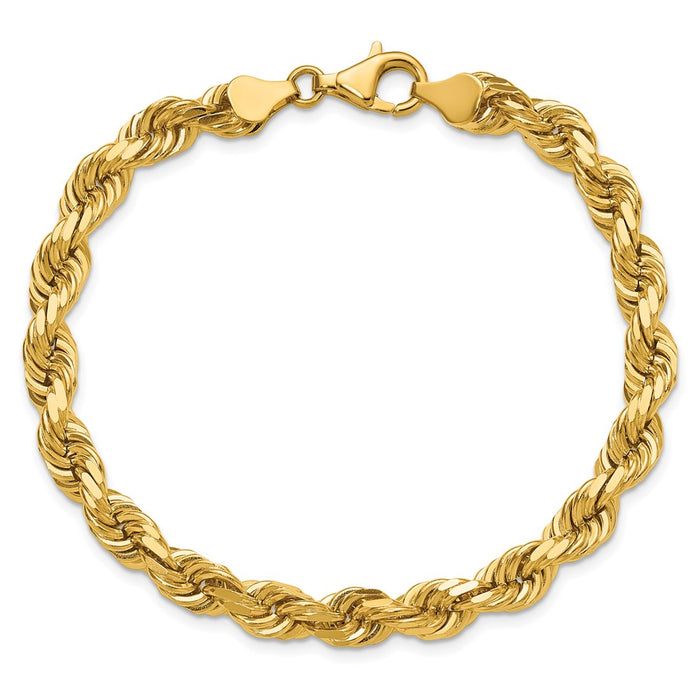 Buy 14K Gold 9-Inch Diamond-Cut Rope Chain, 6.5mm - Stylish & Affordable!-5
