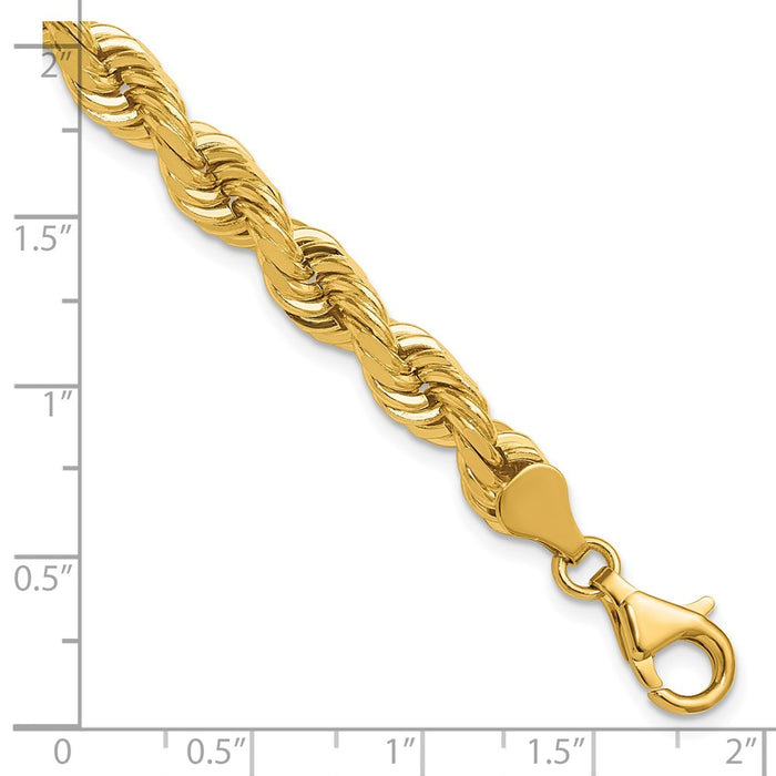 Buy 14K Gold 9-Inch Diamond-Cut Rope Chain, 6.5mm - Stylish & Affordable!-3