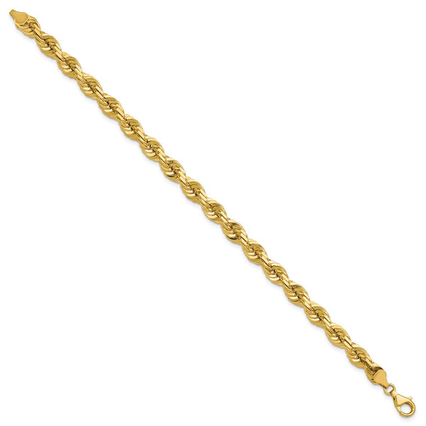 14K Gold 9-Inch Diamond-Cut Rope Chain - 7mm Lobster Clasp