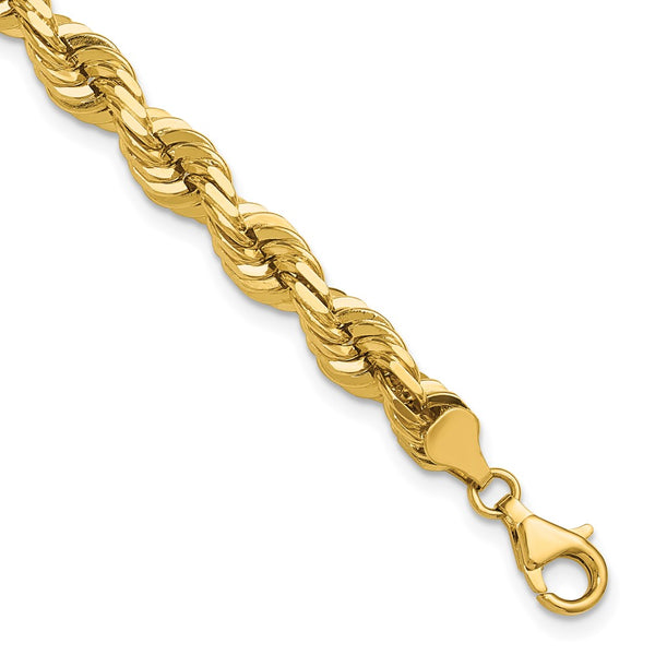 14K Gold 9-Inch Diamond-Cut Rope Chain - 7mm Lobster Clasp
