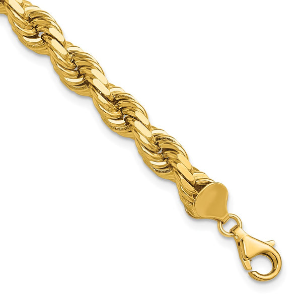 14K Gold 9-Inch Diamond-Cut Rope Chain - 8mm, Clasp