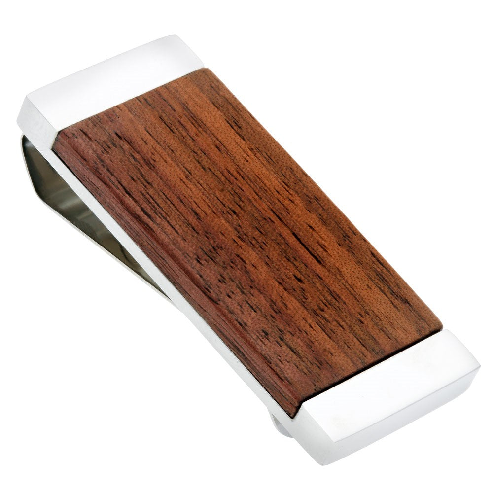 High-Quality Stainless Steel Money Clip | Stylish Walnut Wood Design