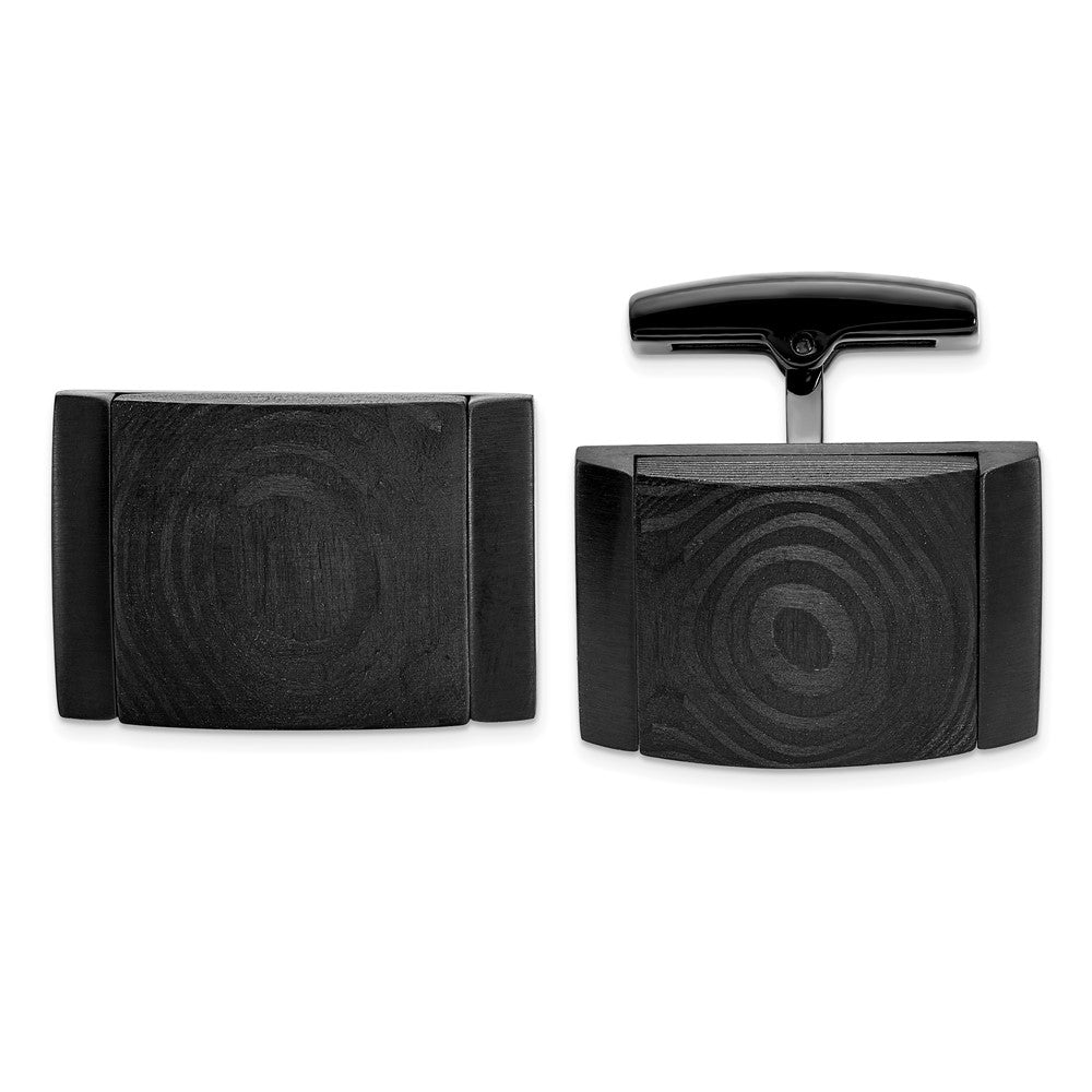 Buy Exclusive Solid Black Carbon Fiber Cuff Links - Stylish Stainless Steel Design