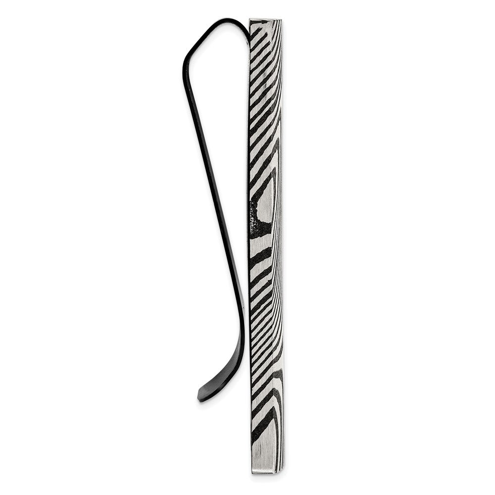 Buy Exclusive Black IP-Plated Stainless Steel Money Clip with Damascus Inlay