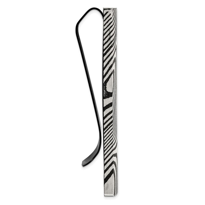 Buy Exclusive Black IP-Plated Stainless Steel Money Clip with Damascus Inlay-2