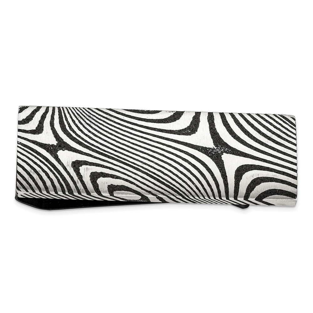 Buy Exclusive Black IP-Plated Stainless Steel Money Clip with Damascus Inlay