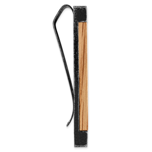 High-Quality Black IP-Plated Stainless Steel Money Clip | Stylish Bourbon Inlay