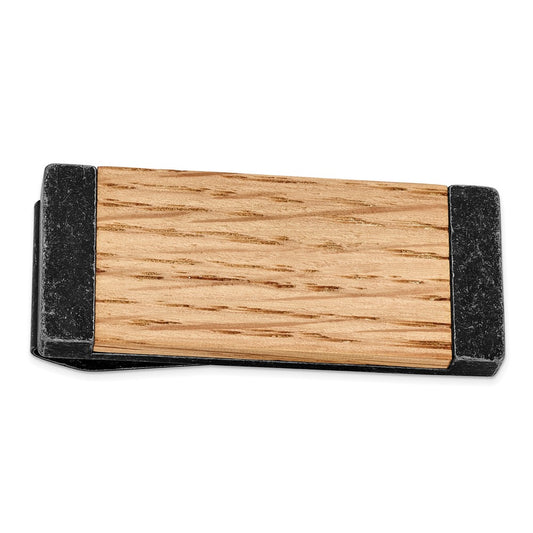 High-Quality Black IP-Plated Stainless Steel Money Clip | Stylish Bourbon Inlay