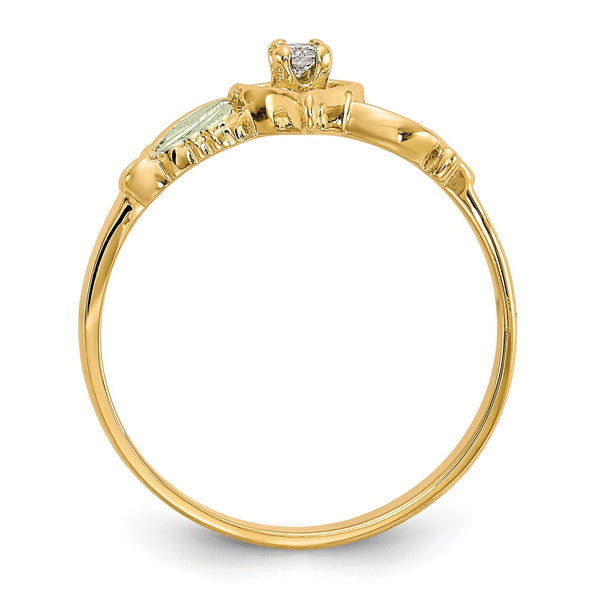 10K Tri-Color Black Hills Gold Heart Ring with Diamond Accent