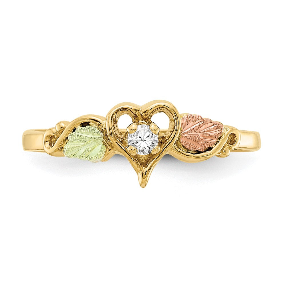 Exclusive 10K Tri-Color Black Hills Gold Heart Ring with Diamond Accent