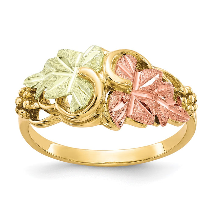 Exclusive 10K Tri-Color Black Hills Gold Floral Ring - Stylish Design, Great Value-1