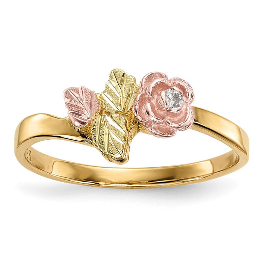 Buy Stylish 10K Tri-Color Black Hills Gold Rose Diamond Ring - Luxury Design