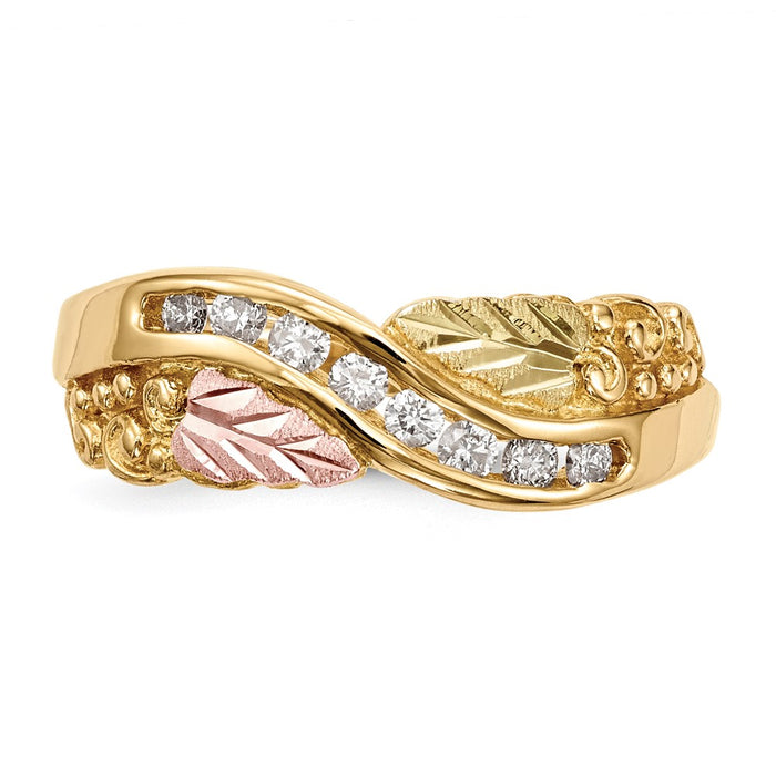 Exclusive 10K Tri-Color Black Hills Gold Diamond Ring - Stylish & Affordable!-4