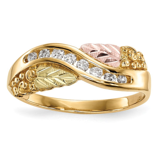 Exclusive 10K Tri-Color Black Hills Gold Diamond Ring - Stylish & Affordable!