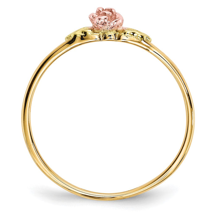 Shop Stylish 10K Tri-Color Black Hills Gold Rose Ring - Affordable Elegance!-2