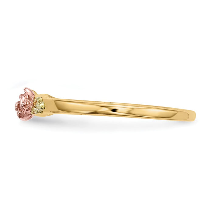 Shop Stylish 10K Tri-Color Black Hills Gold Rose Ring - Affordable Elegance!-3