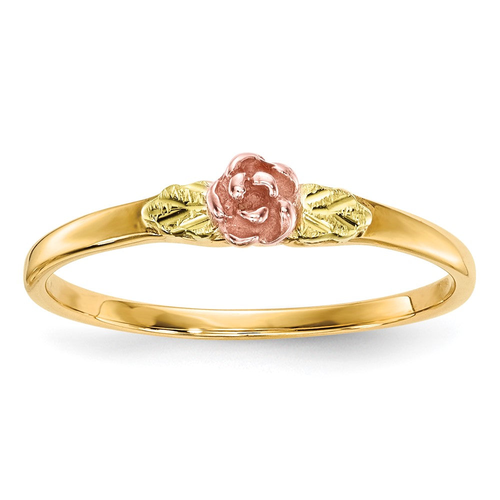 Shop Stylish 10K Tri-Color Black Hills Gold Rose Ring - Affordable Elegance!