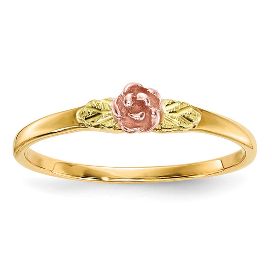 Shop Stylish 10K Tri-Color Black Hills Gold Rose Ring - Affordable Elegance!