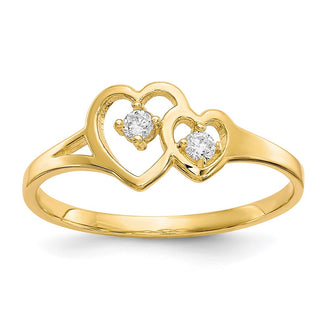 Buy Stylish 10K Double Heart CZ Engagement Ring - Affordable Luxury Design