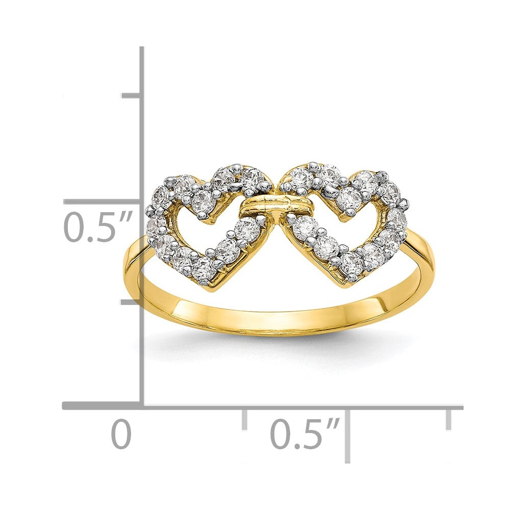 Buy Exclusive 10K Double Heart CZ Engagement Ring - Stylish & Affordable