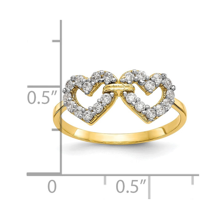 Buy Exclusive 10K Double Heart CZ Engagement Ring - Stylish & Affordable-3