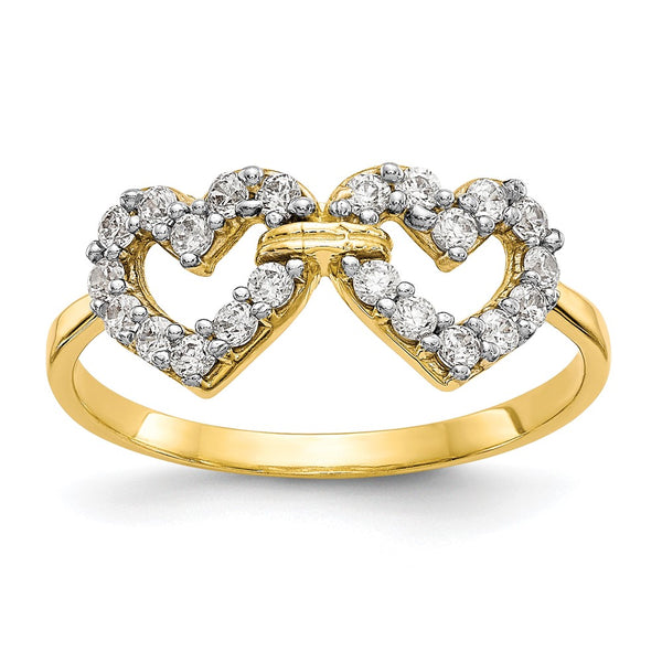 10K Double Heart CZ Engagement Ring - Style GR1-1000528
