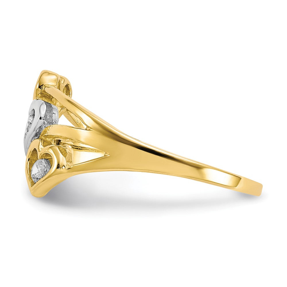 Buy Exclusive 10K Rhodium-Plated Triple Heart CZ Ring - Stylish Value Design