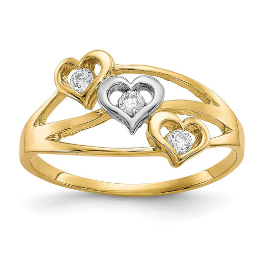 Buy Exclusive 10K Rhodium-Plated Triple Heart CZ Ring - Stylish Value Design