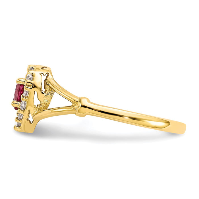 Shop Exclusive 10K Red & White Cubic Zirconia Heart-Shaped Ring | Stylish Value-3