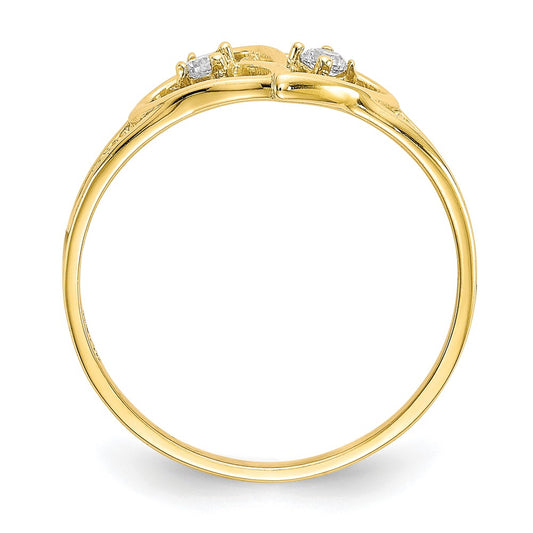 Buy Stylish 10K Double Heart CZ Engagement Ring | Affordable Elegance