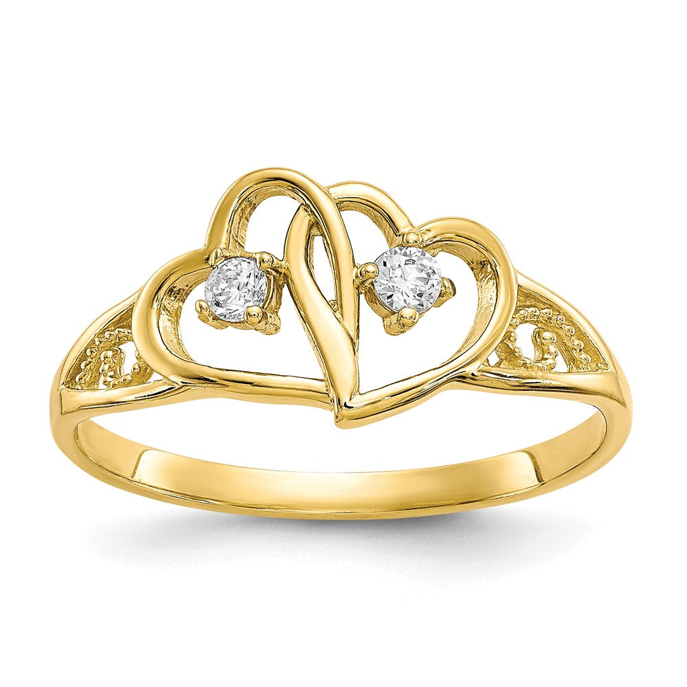 Buy Stylish 10K Double Heart CZ Engagement Ring | Affordable Elegance