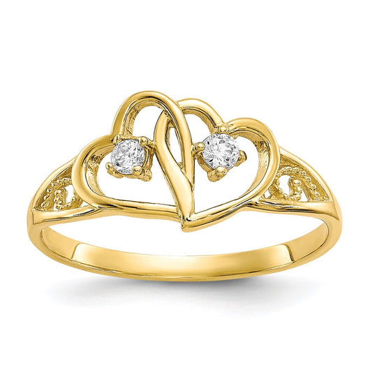 Buy Stylish 10K Double Heart CZ Engagement Ring | Affordable Elegance