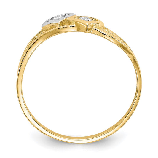 Exclusive 10K Rhodium-Plated Double Heart CZ Ring | Stylish & Affordable Jewelry