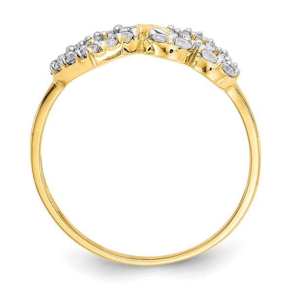 10K Double Heart Ring with Cubic Zirconia