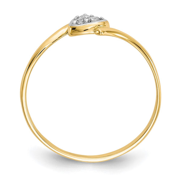 10K Gold Rhodium-Plated CZ Heart Ring