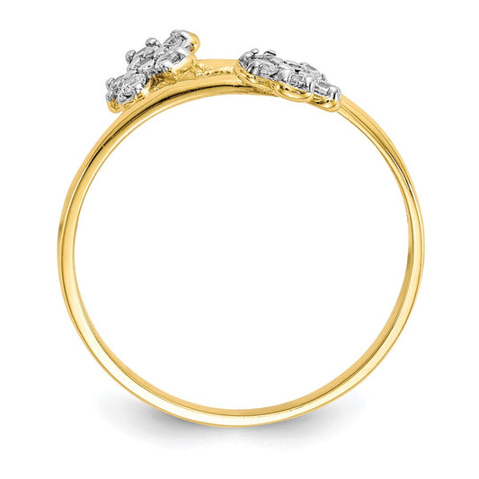 Exclusive 10K Double Bloom Cubic Zirconia Ring - Stylish Value & Affordable Elegance