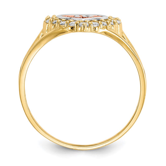 Exclusive 10K Two-Tone Heart Ring with CZ - Stylish 15mm Design, Affordable Price