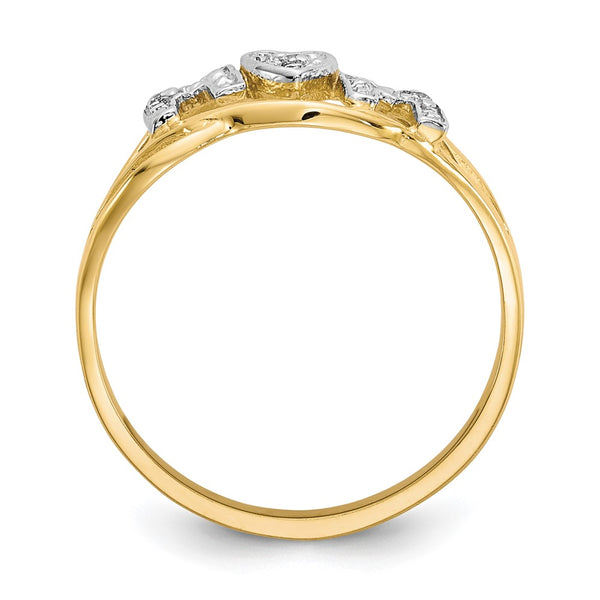 10K Gold Rhodium-Plated CZ Mom Ring
