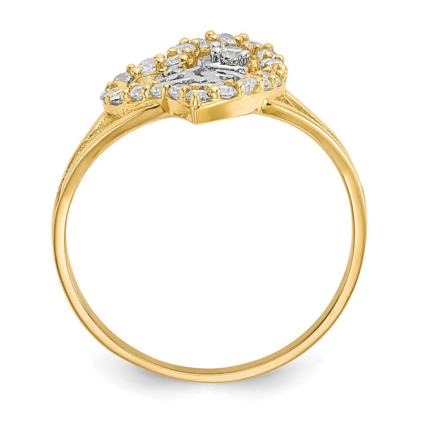 10K White Rhodium-Plated "I LOVE YOU" CZ Heart Ring